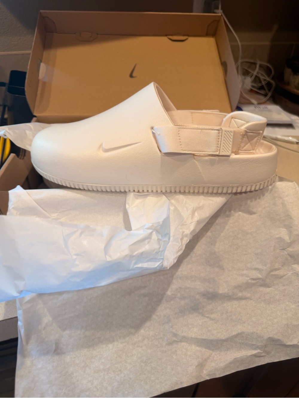 Nike White Slip-On Mule with Back Strap